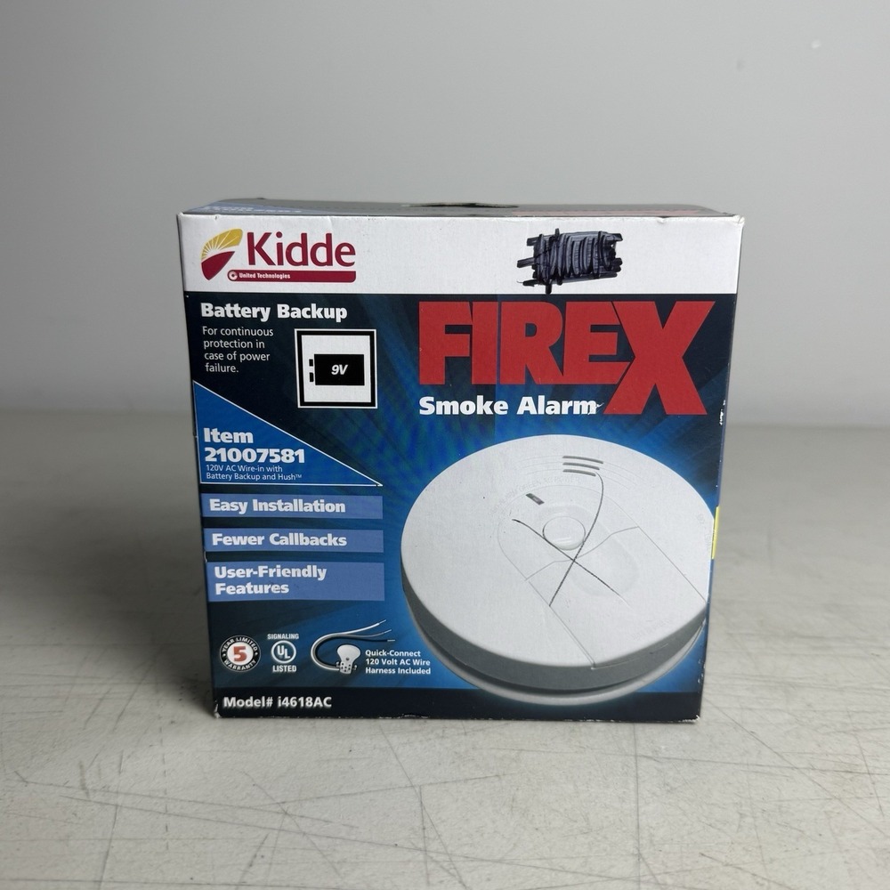 FireX Kidde i4618 Hardwired Smoke Alarm 21007581 120V with Battery Backup
